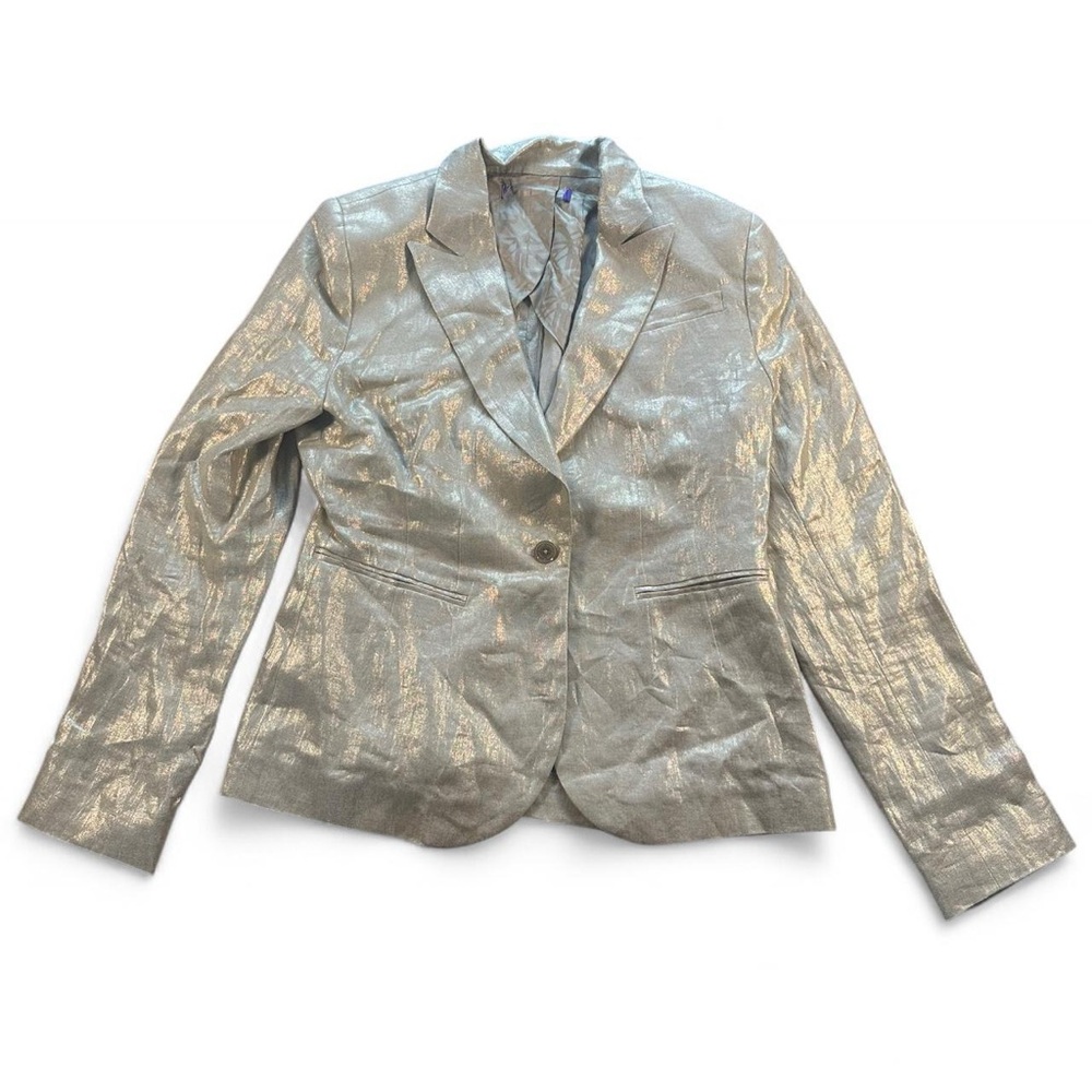 Ralph Lauren Purple Label Women’s Aaiden Foiled Gold Linen‎ Blazer Jacket